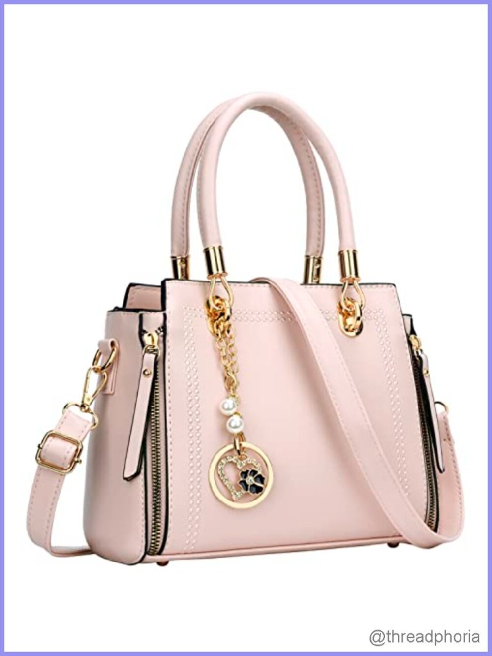 Vegan Leather Satchel Purse with Top Handle Adjustable Strap